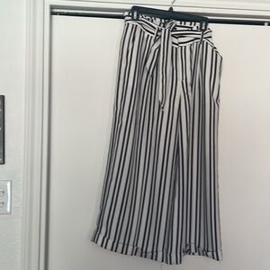 Banana Republic Black and White Striped Wide-Leg Pants
